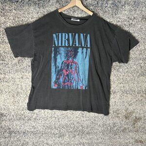 Nirvana Shirt Womens 2XL Black Daydreamer LA Graphic Band Tee Oversized Made USA